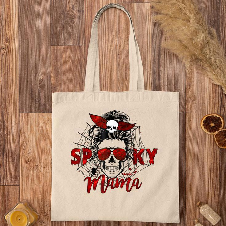 Spooky Mama Skull Witch Women Messy Bun Halloween Costume Tote Bag