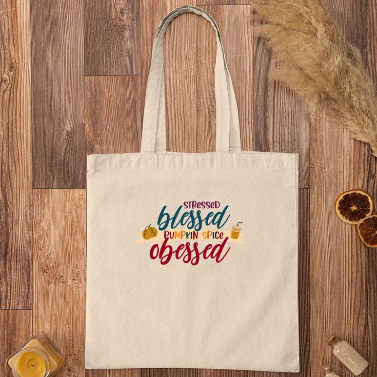 Stressed Blessed Pumpkin Spice Obessed Fall Tote Bag