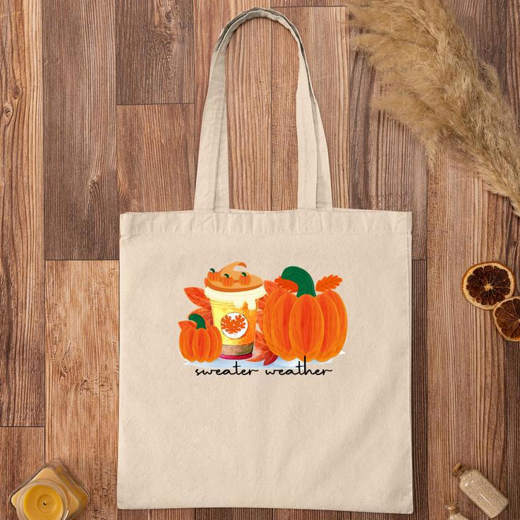 Sweater Weather Pumpkin Pie Fall Season Tote Bag