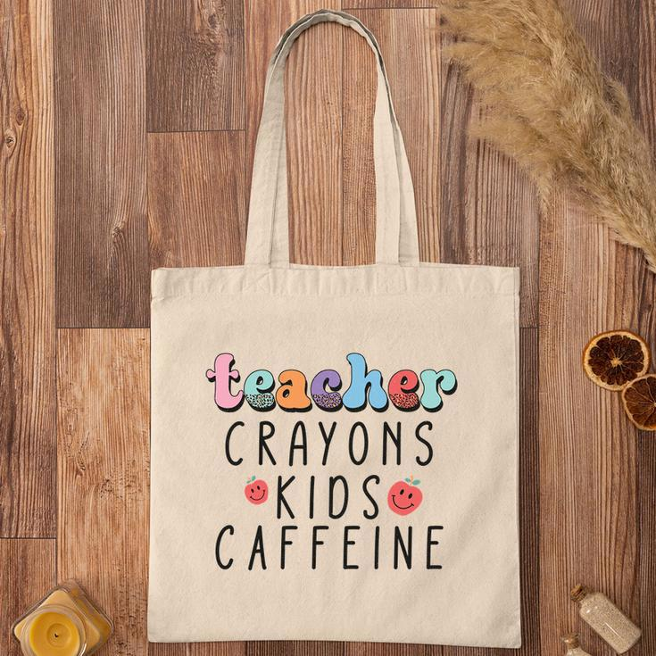 Teacher Crayons Kids Caffeine Retro Teacher Tote Bag
