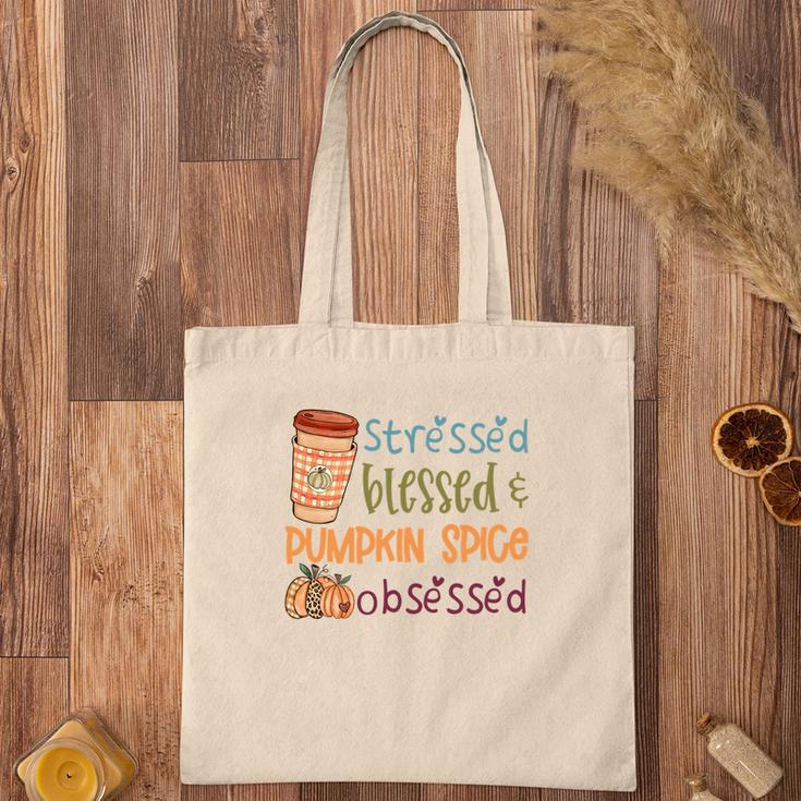 Vintage Autumn Stressed Blessed _ Pumpkin Spice Bsessed Tote Bag