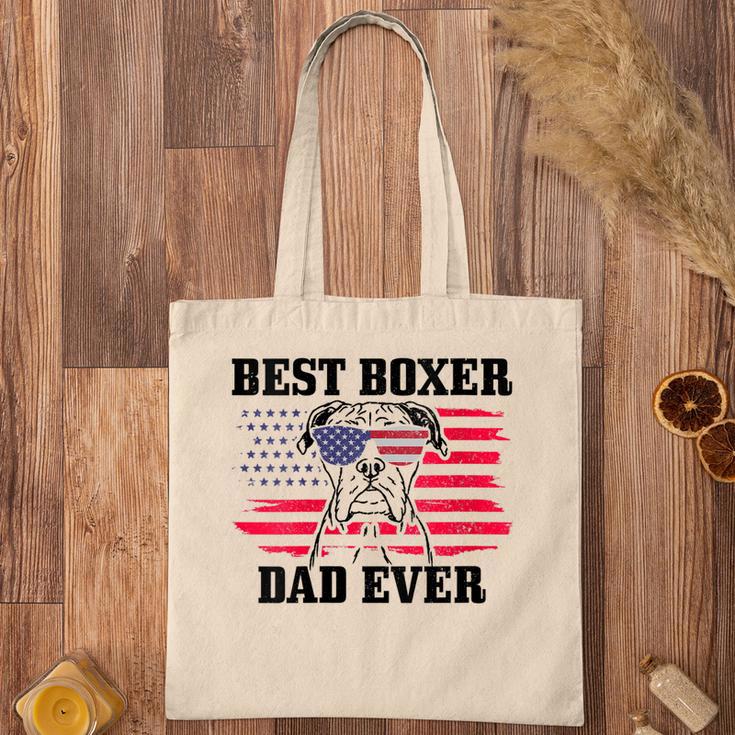 Womens Best Boxer Dad Ever Dog Patriotic 4Th Of July American Flag Tote Bag