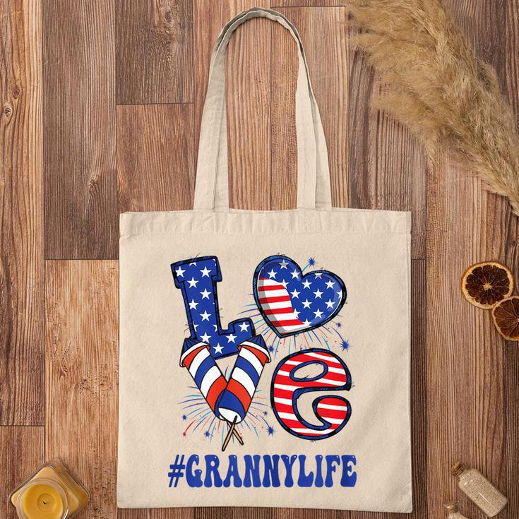 Womens Granny Love Usa Flag Grandma 4Th Of July Family Matching Tote Bag