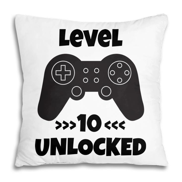 10Th Birthday 10 Years Old Level 10 Unlocked Gamer Pillow