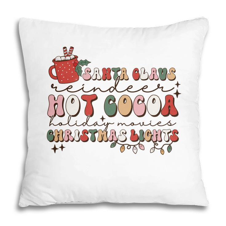 Christmas Vintage Santa Claus Hot Cocoa Holiday Christmas Lights Pillow