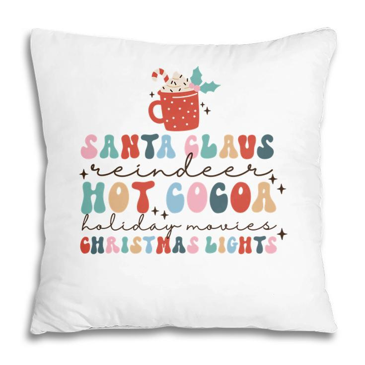 Retro Christmas Santa Claus Hot Cocoa Holiday Christmas Lights Pillow
