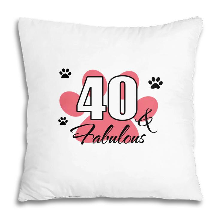 40 Happy Birthday 40Th Pink Paw Print Cat Animal Pillow