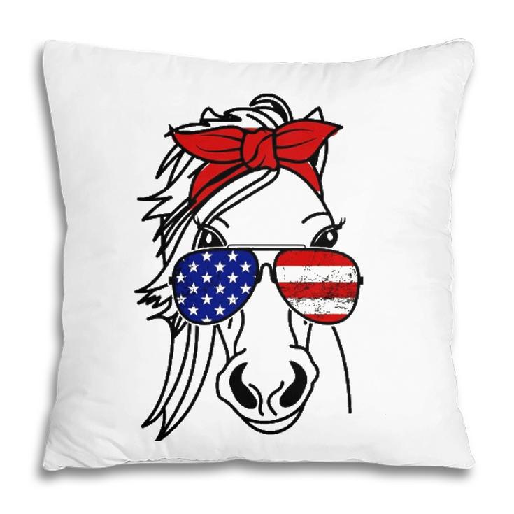 4Th Of July Patriotic Horse American Flag Sunglasses Pillow