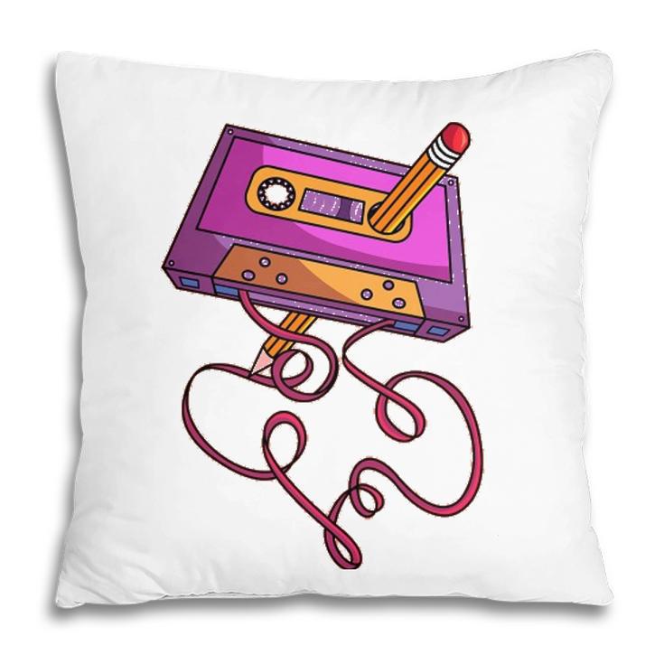 80S Cassette Tape Pencil 1980S Retro Vintage Throwback Music Pillow