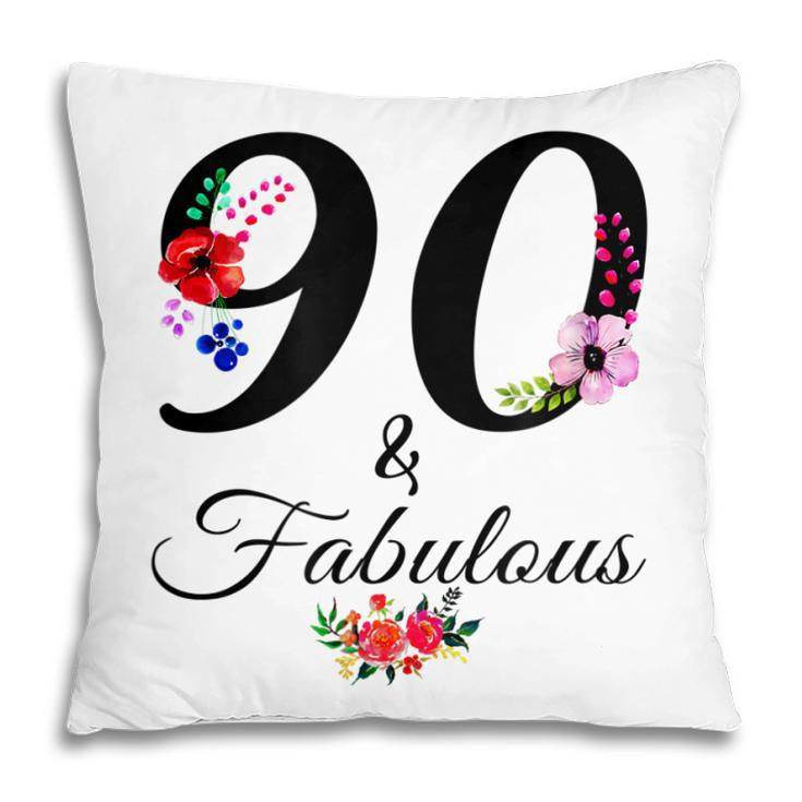 90 & Fabulous 90 Years Old Vintage Floral 1932 90Th Birthday  Pillow