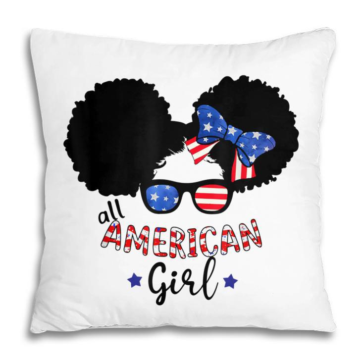 All American Girls 4Th Of July  Black African Messy Bun  Pillow