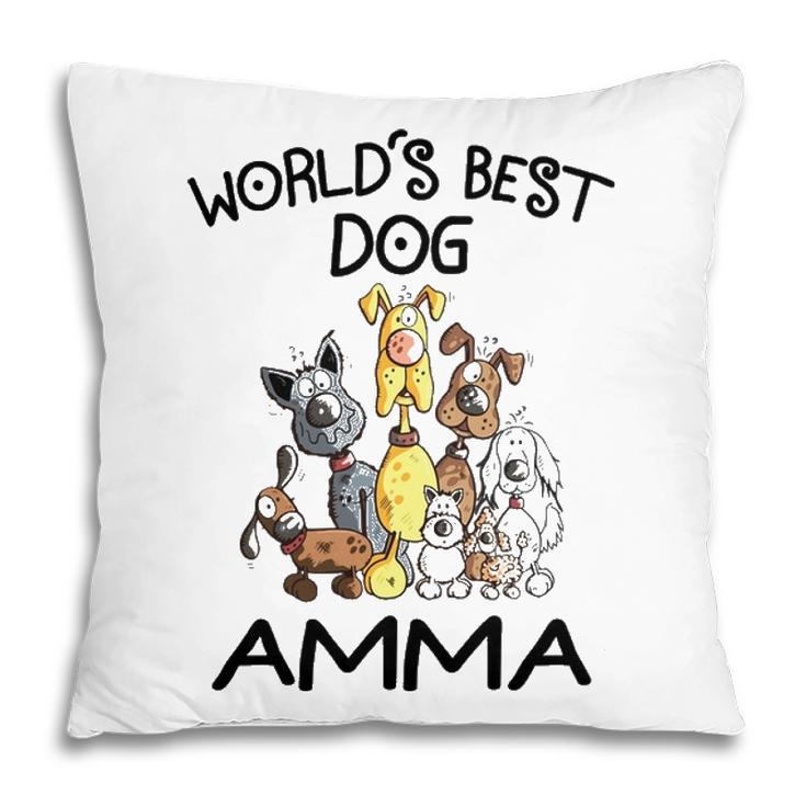 Amma Grandma Gift   Worlds Best Dog Amma Pillow