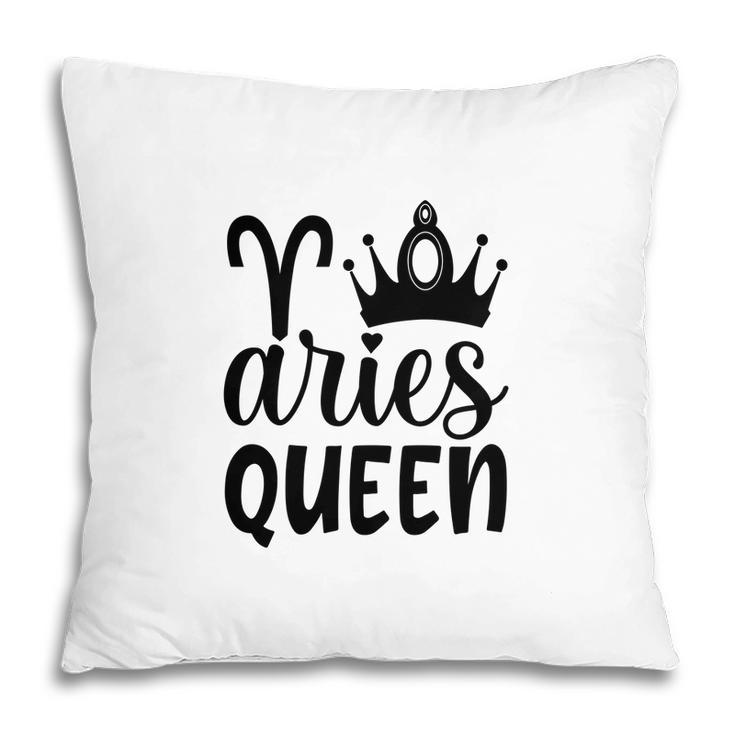 Aries Girl Black Crown For Cool Queen Black Art Birthday Gift Pillow