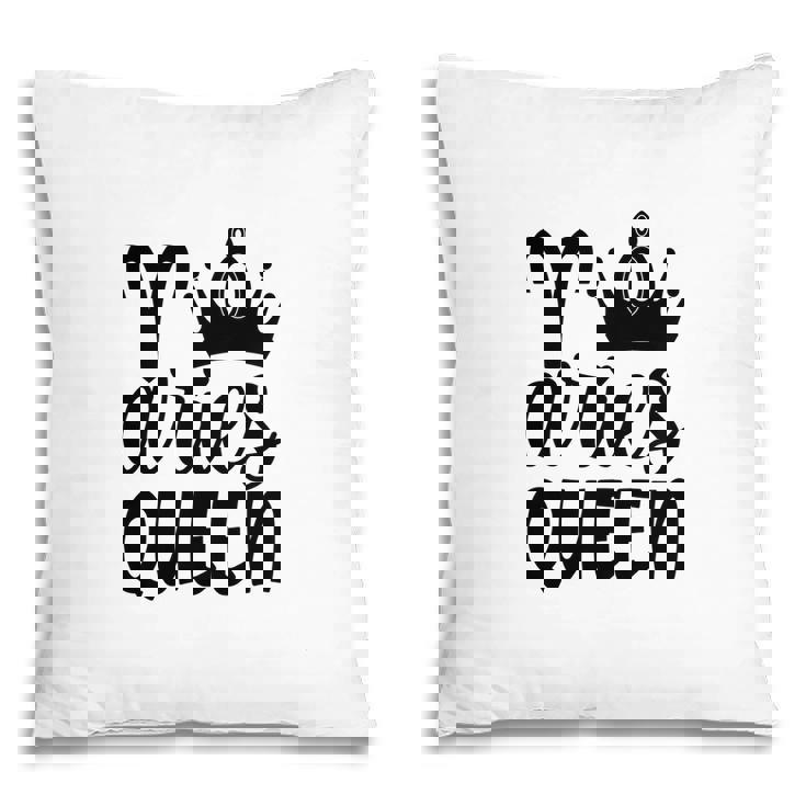 Aries Girl Black Crown For Cool Queen Black Art Birthday Gift Pillow