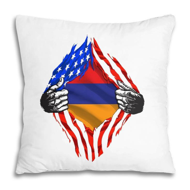 Armenian Heritage Armenia Roots Us American Flag Patriotic Pillow