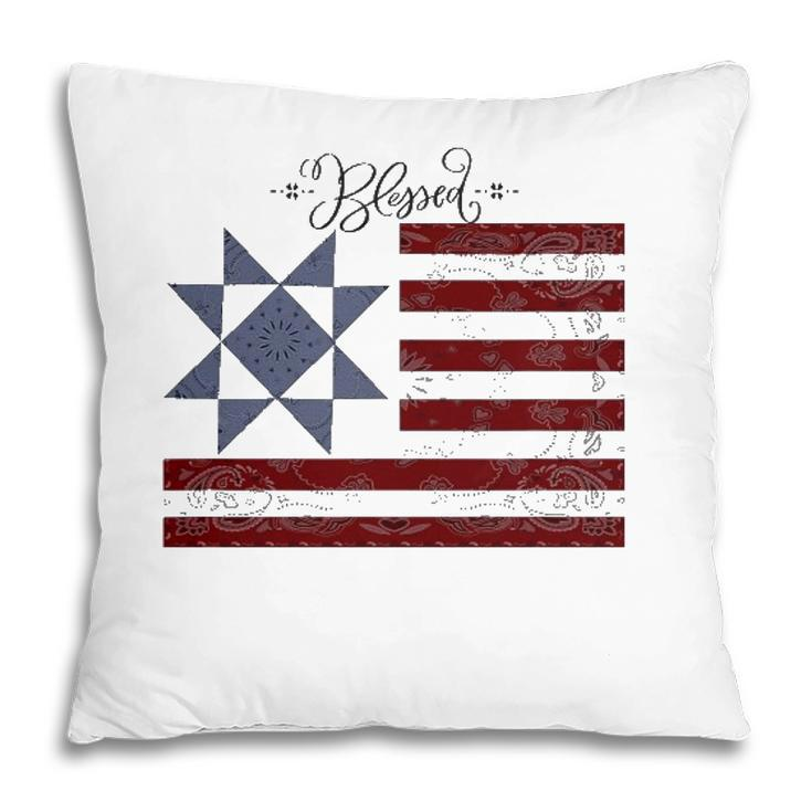 Barn Quilt July 4Th Gifts Vintage Usa Flag S Pillow