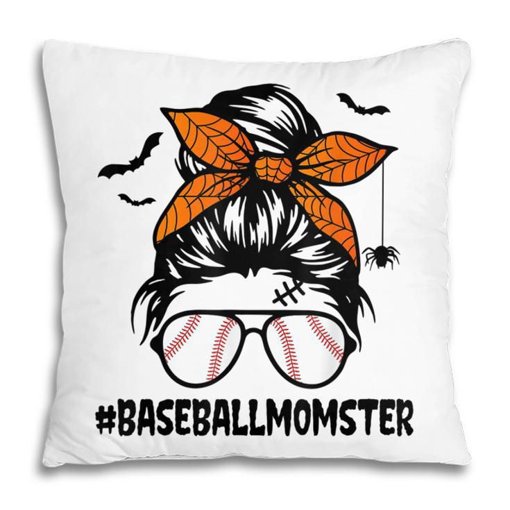 Baseball Momster  For Women Halloween Mom Messy Bun  Pillow