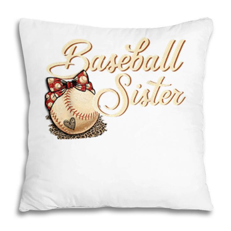 Baseball Sister Leopard Girl Softball Big Sister  Pillow