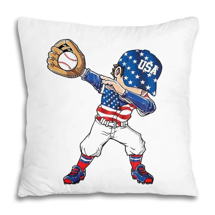 Baseball Softball Dabbing American 4Th Of July Usa Patriotic Pillow