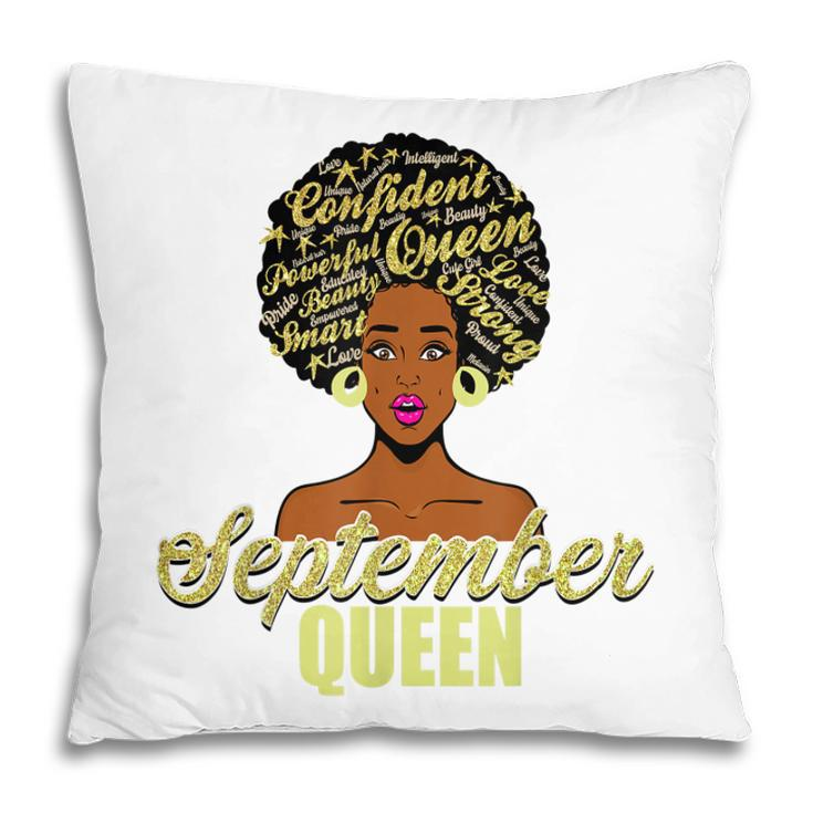 Black African American Melanin Afro Queen September Birthday  Pillow