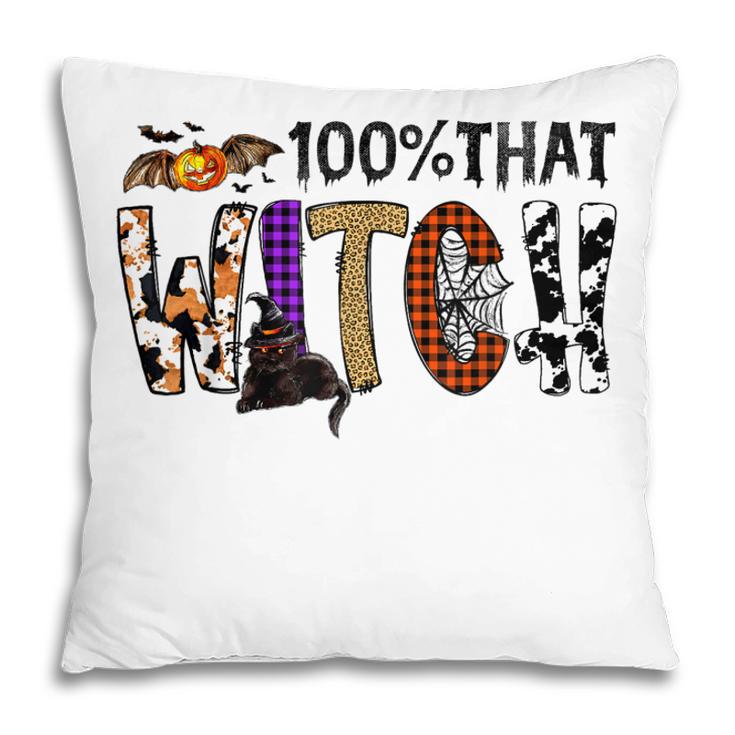 Black Cat 100 That Witch Spooky Halloween Costume Leopard Pillow