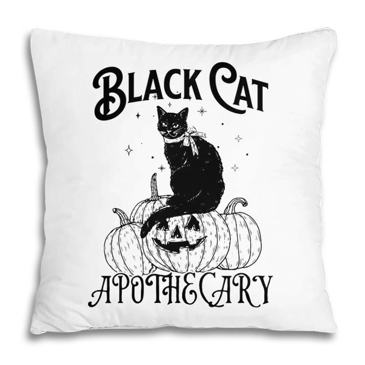 Black Cat Apothecary Pumpkin Halloween Pillow