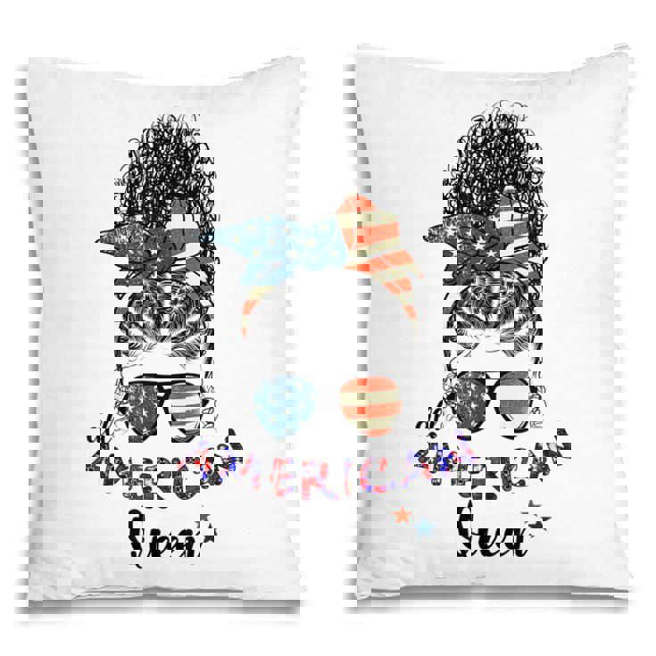 Black Women Girls Queen Afro African American Flag July 4Th Pillow