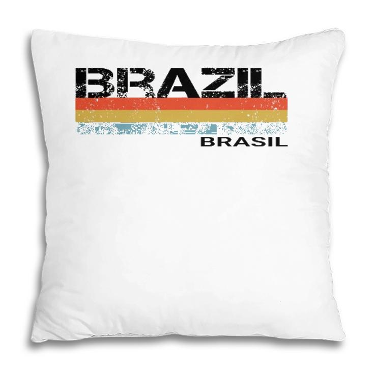 Brazil Brasil Vintage Retro Stripes Pillow