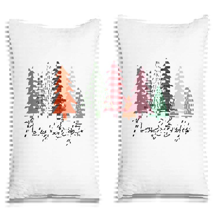 Christmas Tree Merry And Bright Retro Pillow