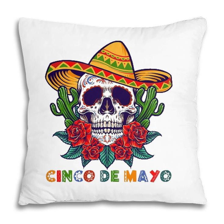 Cinco De Mayo Mexican Cross Sunglasses Skull Mustache Pillow
