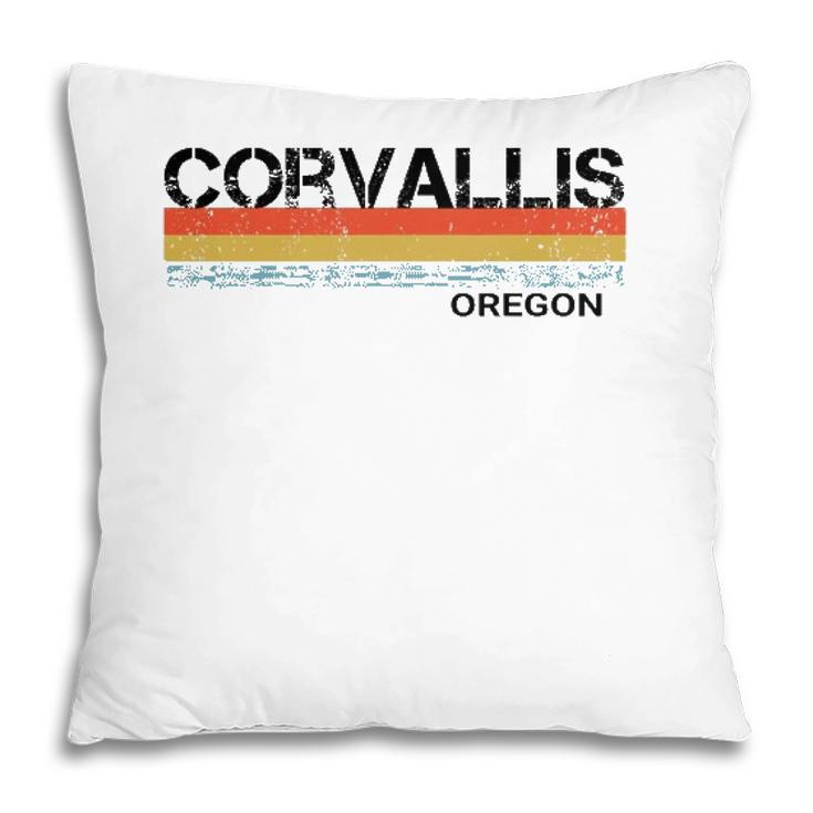 Corvallis Oregon Vintage Retro Stripes Pillow
