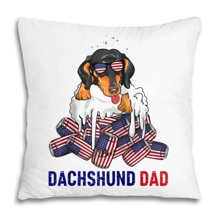 Dachshund Dad Beer Drinking 4Th Of July Us Flag Patriotic  Pillow