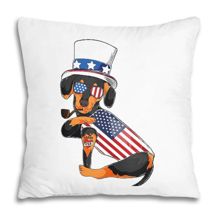 Dachshund Dog Merica 4Th Of July Usa American Flag Men Women  Pillow