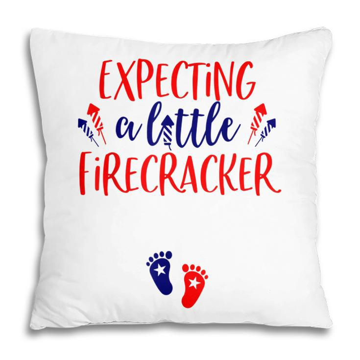 Expecting A Little Firecracker New Mom 4Th Of July Pregnancy  Pillow