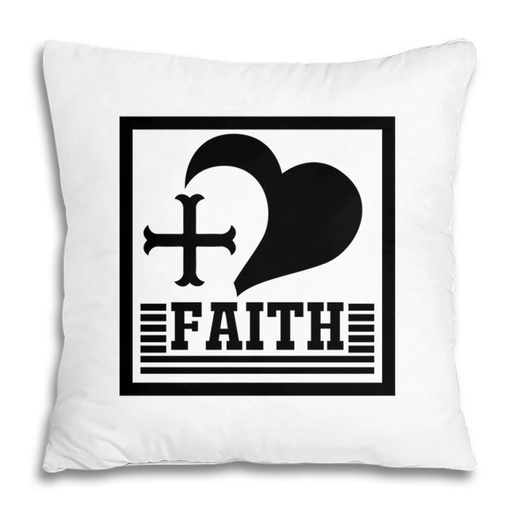 Faith Heart Bible Verse Black Graphic Great Christian Pillow