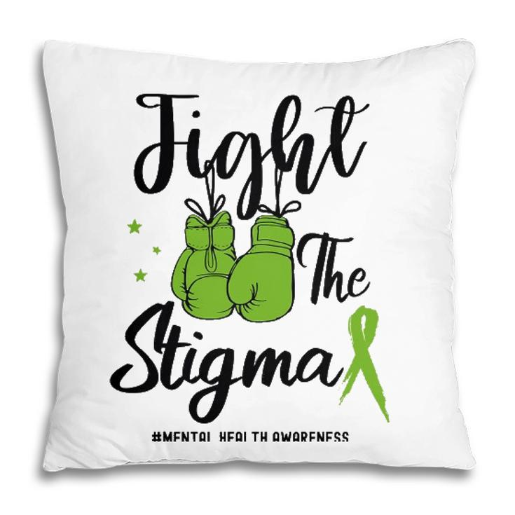 Fight The Stigma Mental Health Awareness May Green Ribbon Pillow