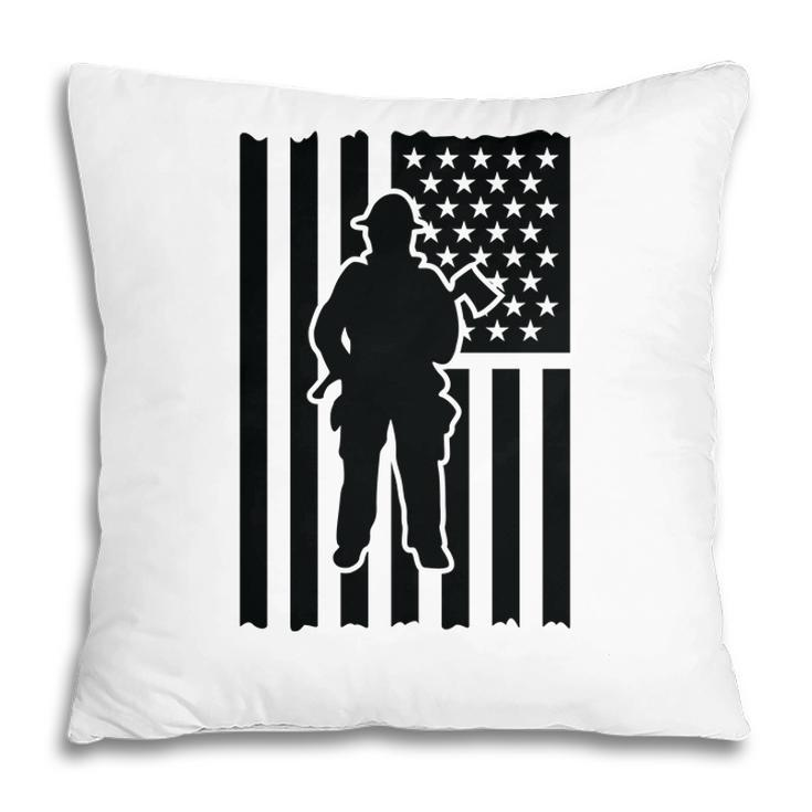 Firefighter Usa Flag Black Gift For Firefighter Pillow