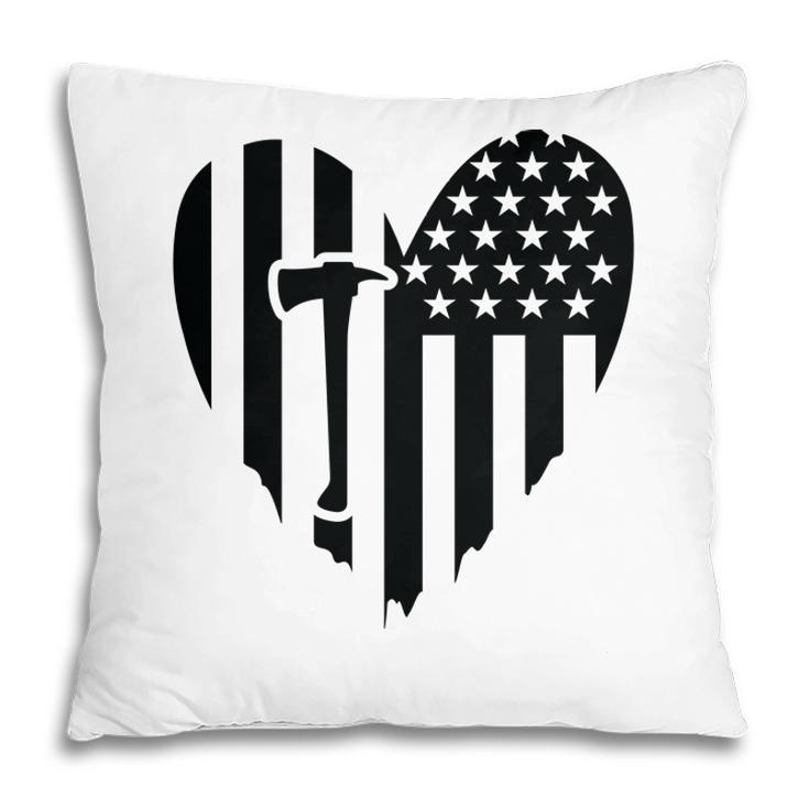 Firefighter Usa Flag Black Meaningful Gift For Firefighter Pillow