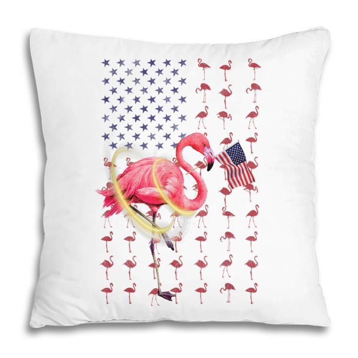 Flamingo American Usa Flag 4Th Of July Patriotic Funny  Pillow