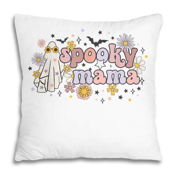 Floral Ghost Halloween Spooky Mama Cool Mom Funny Halloween  Pillow
