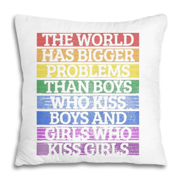 Gay Pride Month Lgbt The World Has Bigger Problems Rainbow Raglan Baseball Pillow