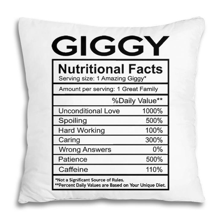 Giggy Grandma Gift   Giggy Nutritional Facts Pillow