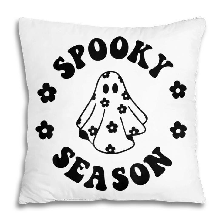 Halloween Ghost Vintage Groovy Trick Or Treat Spooky Vibes  Pillow