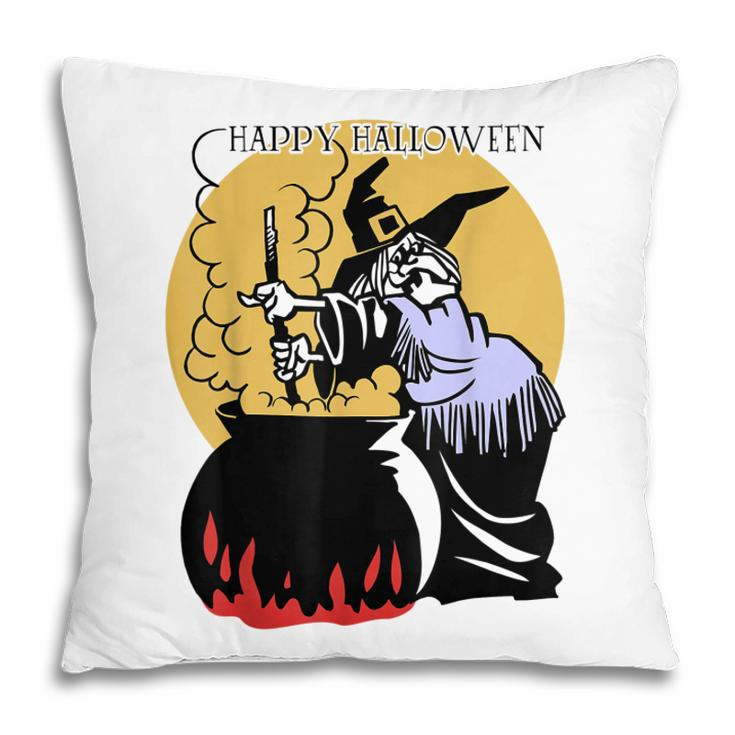 Happy Halloween Spooky Witch And Cauldron Costume   Pillow