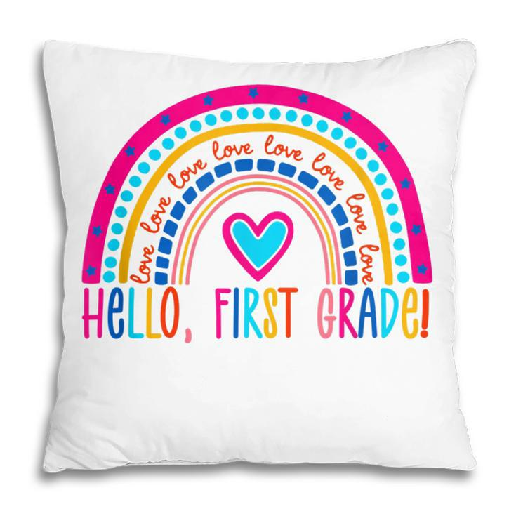 Hello First Grade Rainbow  Back To School Teacher Kids  Pillow