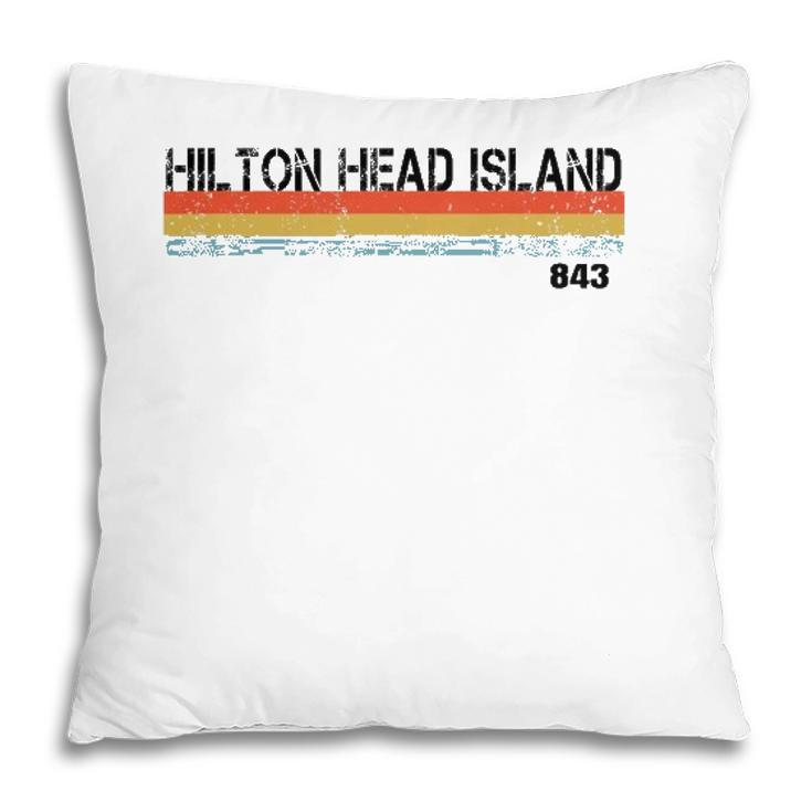 Hilton Head Island Sc Area Code 843 Vintage Stripes Pillow