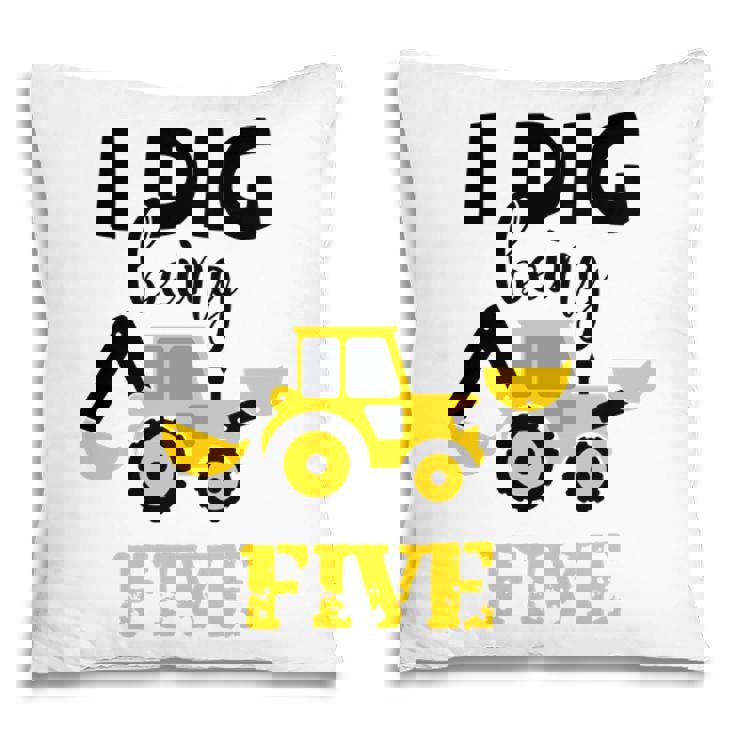 I Dig Being Five 5Th Birthday Yellow And Black Pillow