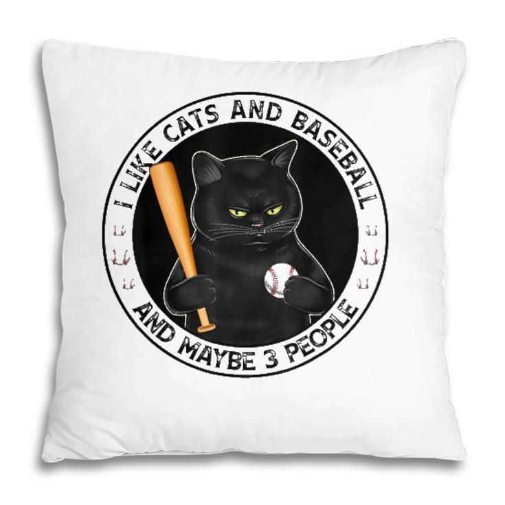 I Like Cats And Baseball And Maybe 3 People Vintage Pillow