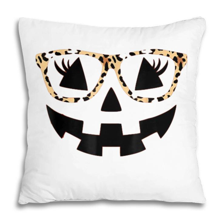 Jack O Lantern Pumpkin Halloween Costume Leopard Glasses  Pillow