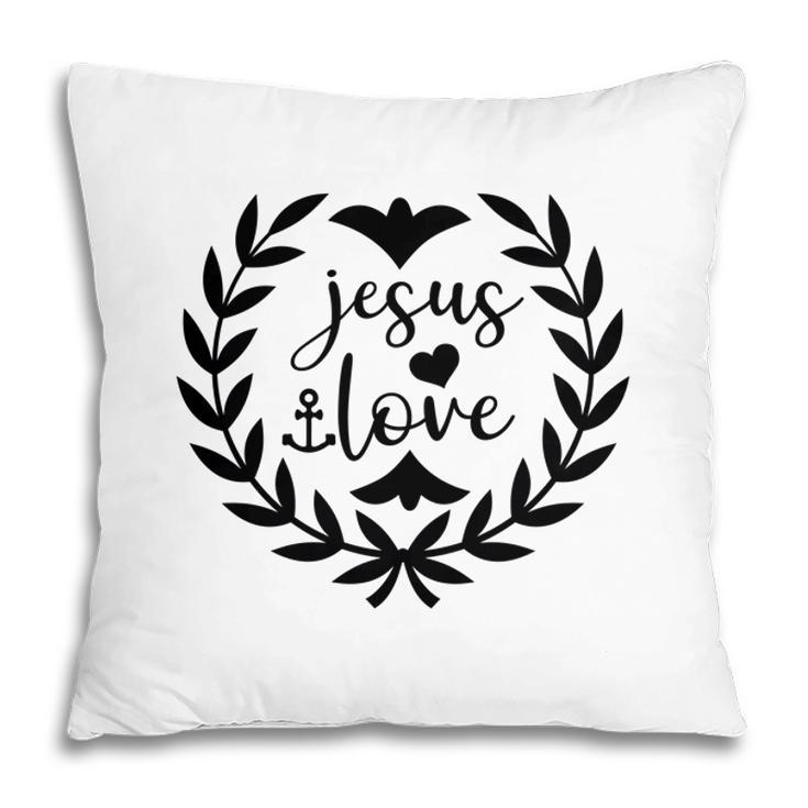 Jesus Love Bible Verse Black Graphic Circle Christian Pillow